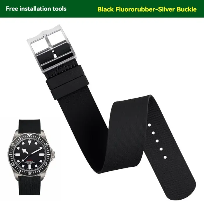 Bracelet de montre en caoutchouc fluoré de qualité supérieure pour la série Tudor FXD