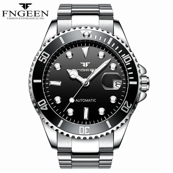 FNGEEN 9001 marque de luxe hommes montre en acier Tourbillon squelette montres mécaniques lumineux automatique Date diamant montre-bracelet