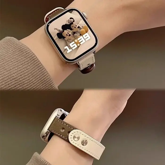 Bracelet en cuir Silm pour Apple Watch, 46mm 42mm 40mm 38mm 41mm 44mm 45mm 49mm, bracelet fin iWatch série 11 10 9 8 7 6 SE 5 4 Ultra3/2