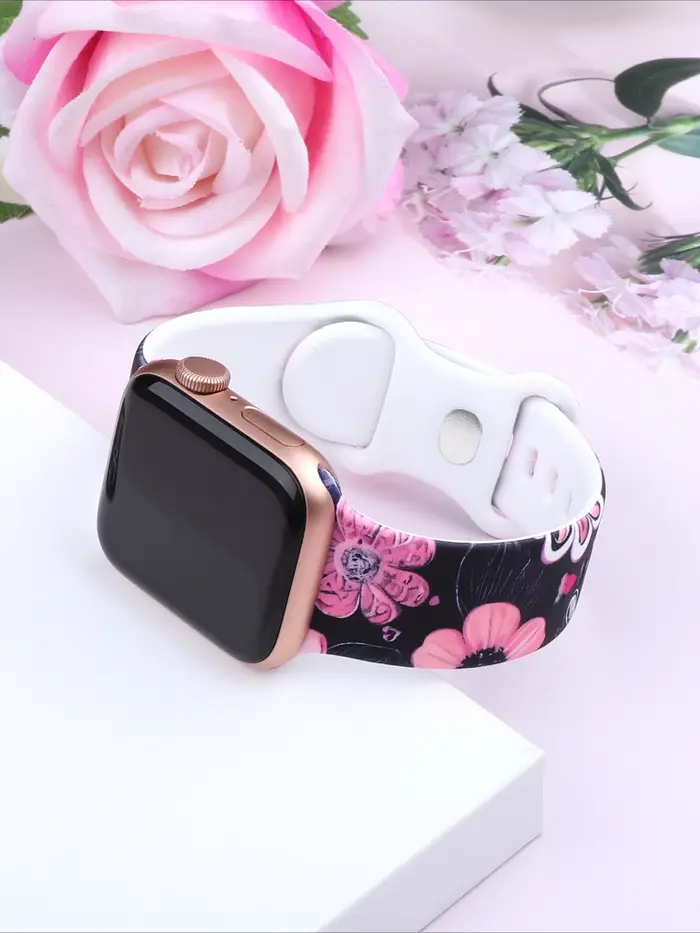 Bracelet de montre à motif floral pour Apple Watch 40/41/42/44/45/46/49mm