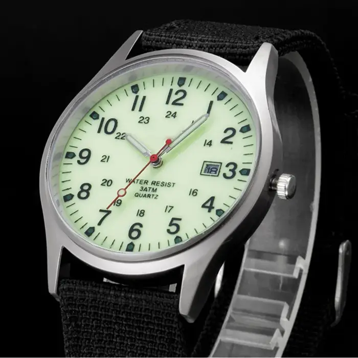 Garçons marque pas cher montres hommes mode décontracté bracelet en Nylon sport armée cadeaux Date Quartz montre-bracelet Fluorescent Relogio Masculino
