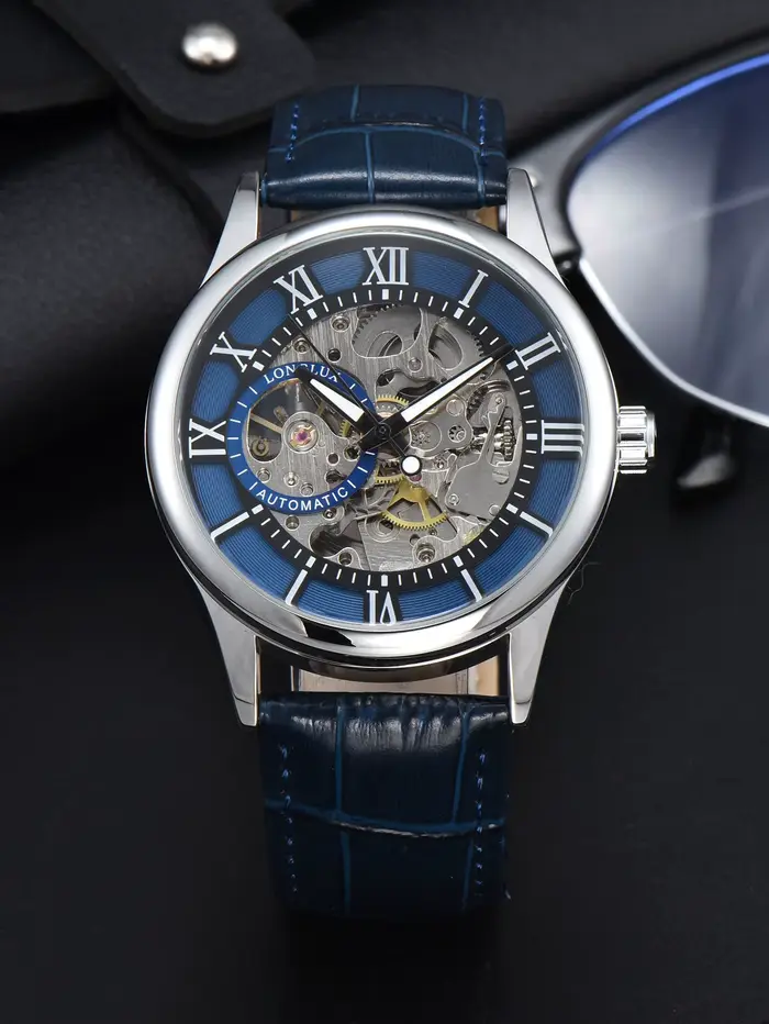Montre automatique LONGLUX Rome, montres mécaniques de gros, montres-bracelets étanches, montre homm