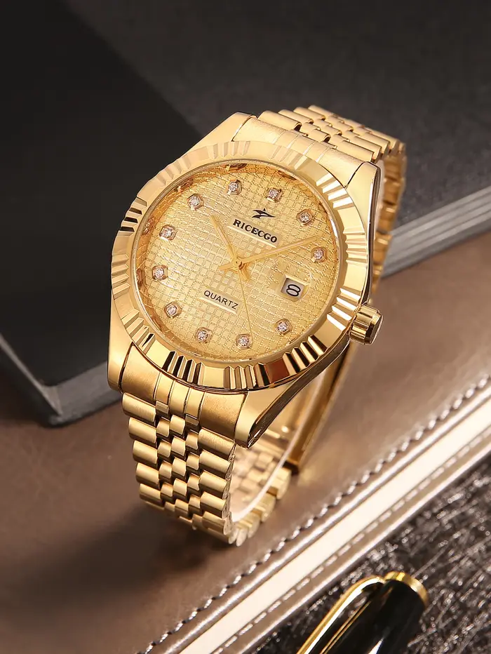 Ricecgo est une montre à quartz pour homme avec fonction calendrier, simple et élégante, adaptée aux