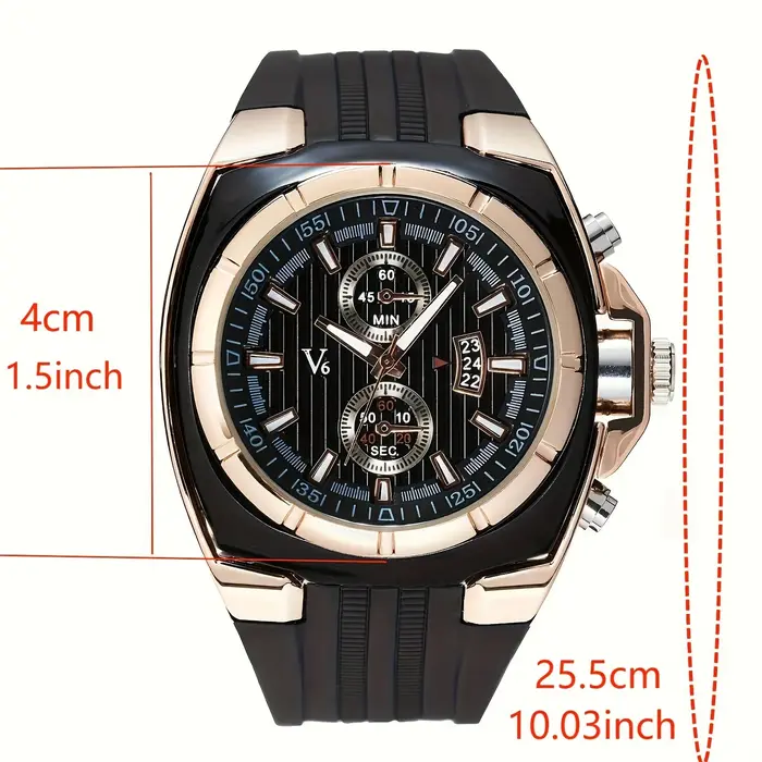 Nouvelle montre de sport de plein air à la mode en silicone pour hommes calendrier à trois yeux multifonctionnel grand