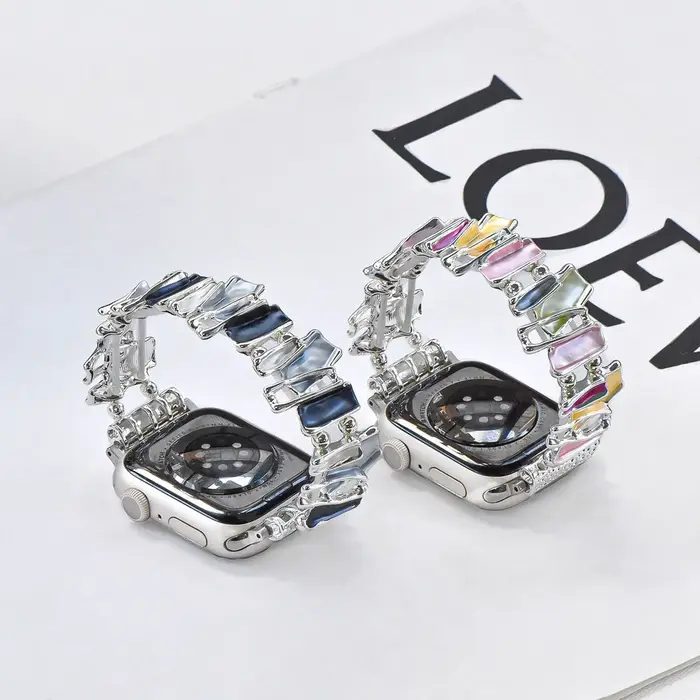 Bracelet élastique à maillons pour Apple Watch Series 11/10/9/8/7/6/5/4/3/2/1 SE 40mm 41mm 42mm 44mm 45mm 46mm 49mm