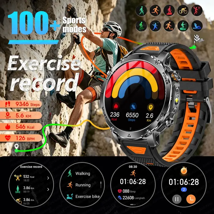 Montre connectée de sport avec batterie 1400mAh