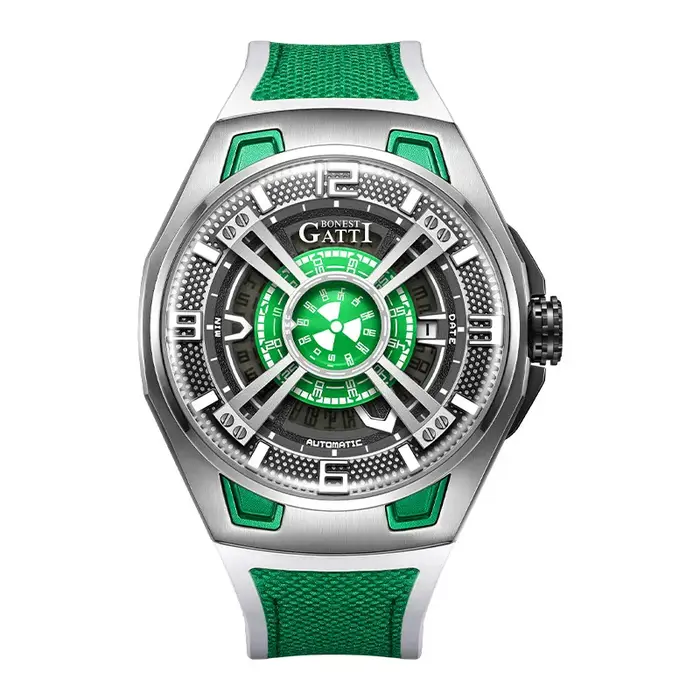 Montre mécanique automatique MINBER carrée ajourée avec fond transparent