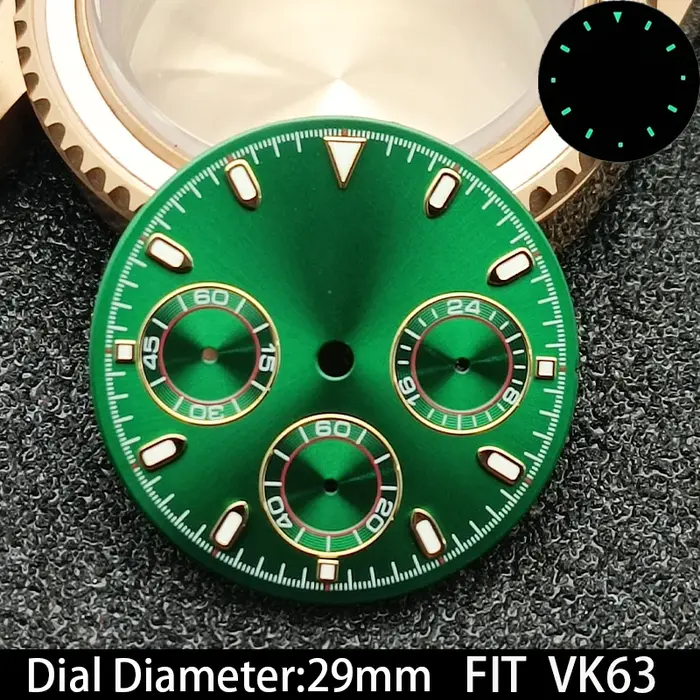 Cadran de montre VK63 lumineux vert de haute qualité