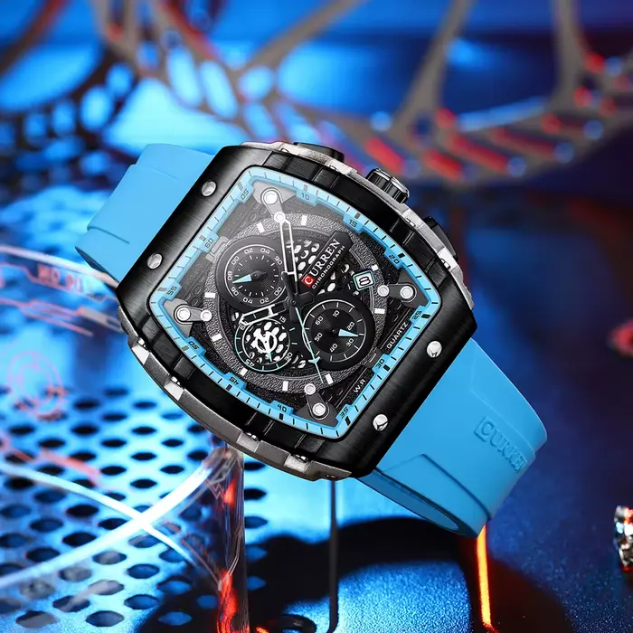 CURREN Top marque hommes montres de luxe carré Quartz montre-bracelet étanche lumineux chronographe montre