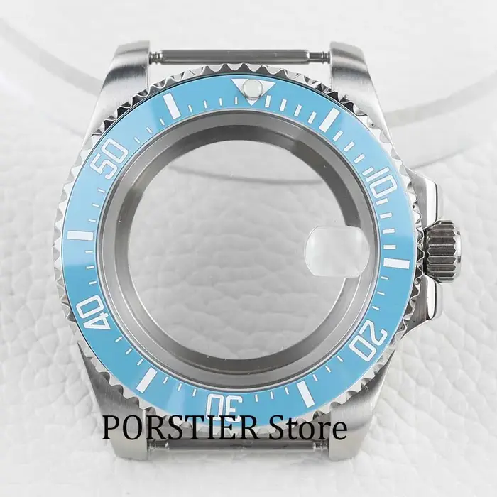 Boîtier de montre à lunette en céramique bleu glacier