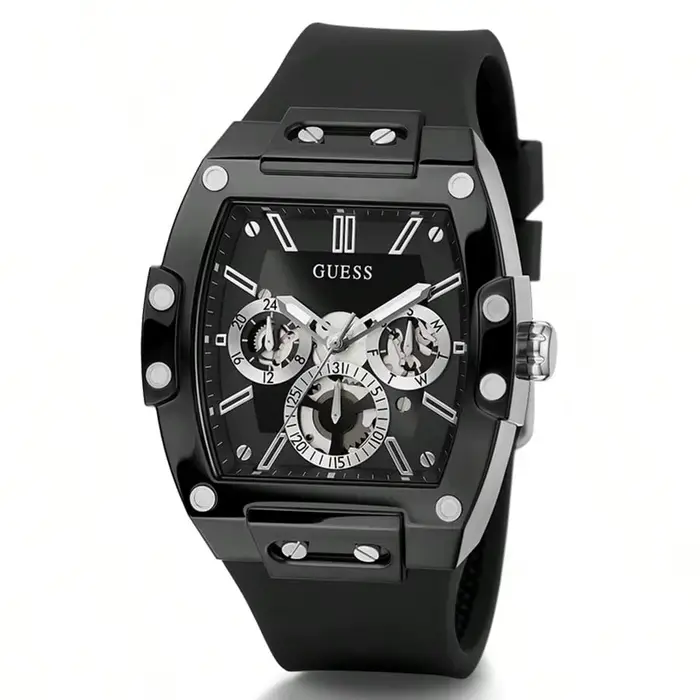 Montres GUESS pour Hommes, Luxe Original, Squelette Blanc, Tonneau, Multifonction, Chronographe à Qu