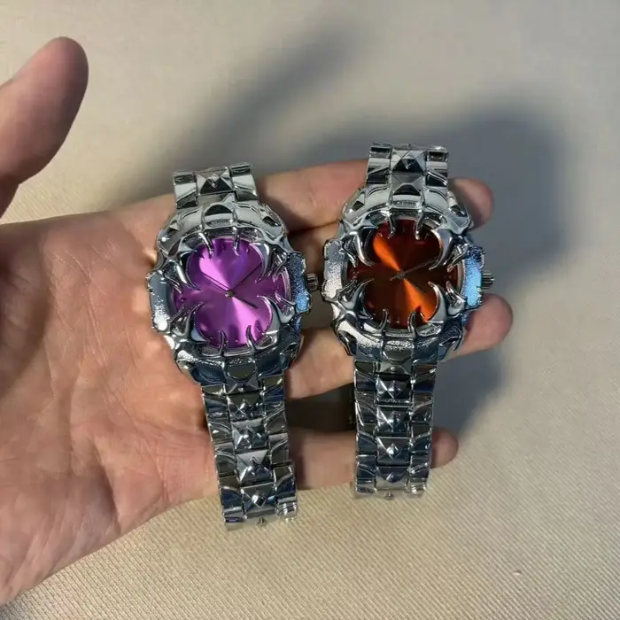 DENVOSI Nouvelle montre à quartz gothique Y2K en forme de griffe avec cadran détachable et remplaçable