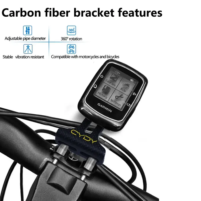 Support GPS CYDY Carbon 3K pour vélo (Garmin
