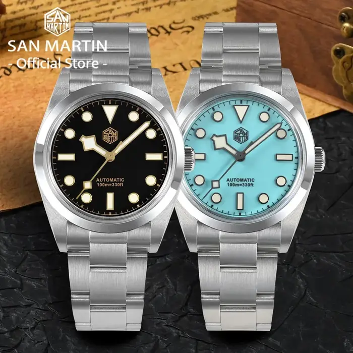 San Martin Vintage 36mm BB36 explorer série d'escalade luxe hommes montre Couples Sport montres automatique mécanique 10Bar Relogio
