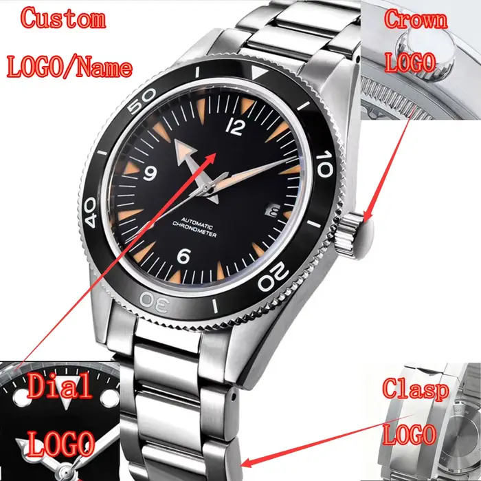 41mm LOGO personnalisé NH35 homme montre hommes montre-bracelet automatique bracelet en acier