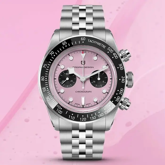 Montres pour hommes PAGANI DESIGN 2026 Nouvelle montre chronographe à cadran rose BB Panda Mode Luxe Quartz