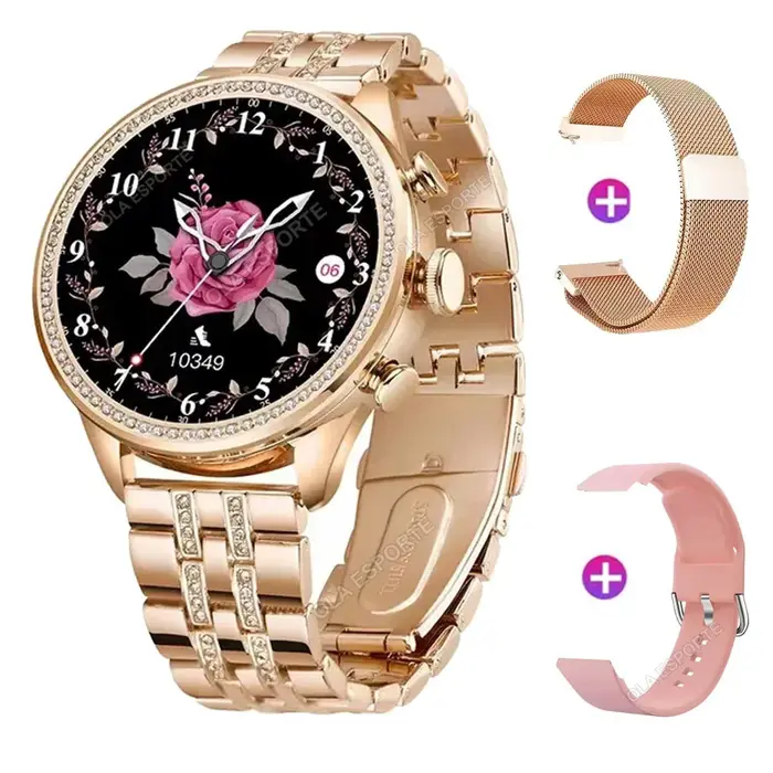 Mode luxe montre intelligente femmes Bluetooth appel pression artérielle bricolage personnalisé Sport Fitness étanche