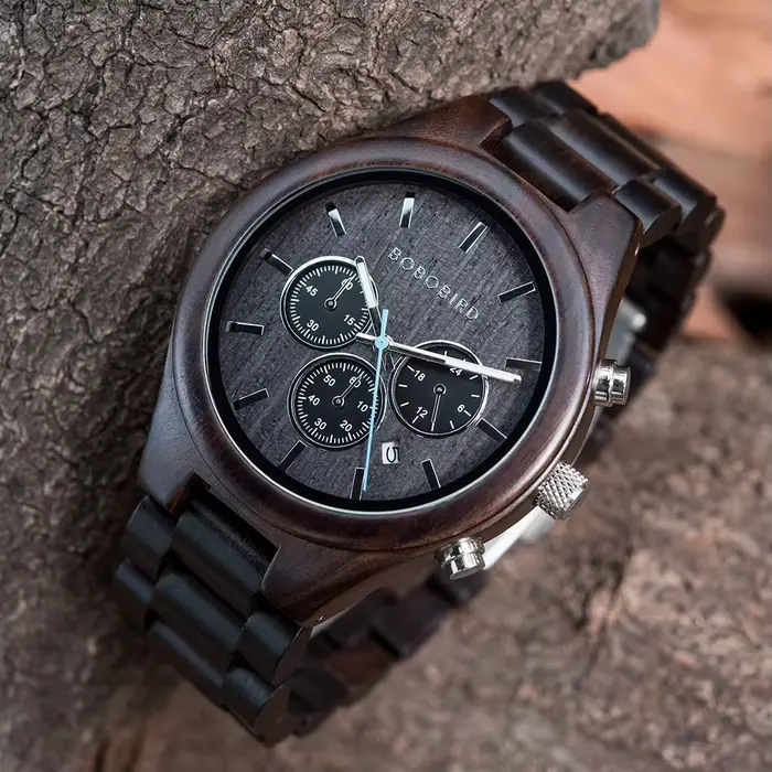 BOBO BIRD-Montre-bracelet chronographe en bois à quartz pour homme, horloge automatique, chronomètre