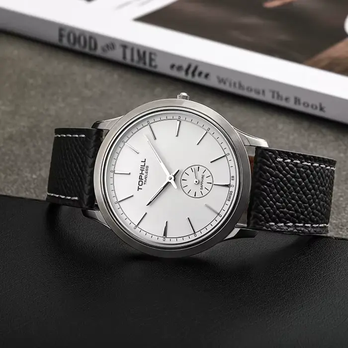 TOPHILL – montre pilote Vintage pour hommes, mouvement à Quartz, montre-bracelet ultra-fine, petit cadran secondaire en émail, verre saphir, étanche à 30m
