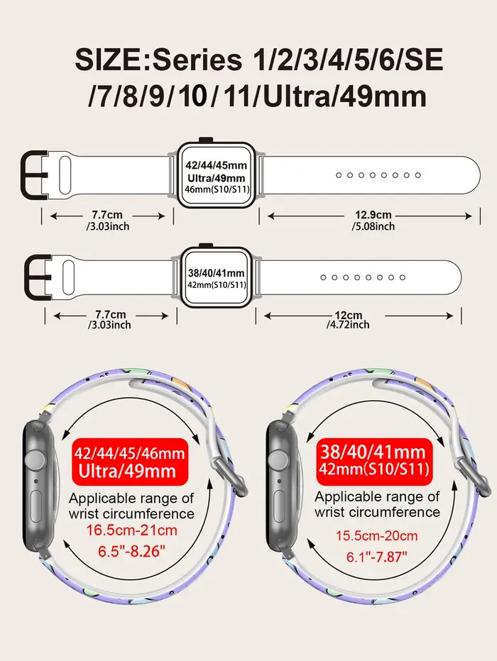 Bracelet en silicone Purple Heart Curve pour Apple Watch 45 mm 44 40 41 38 42 mm