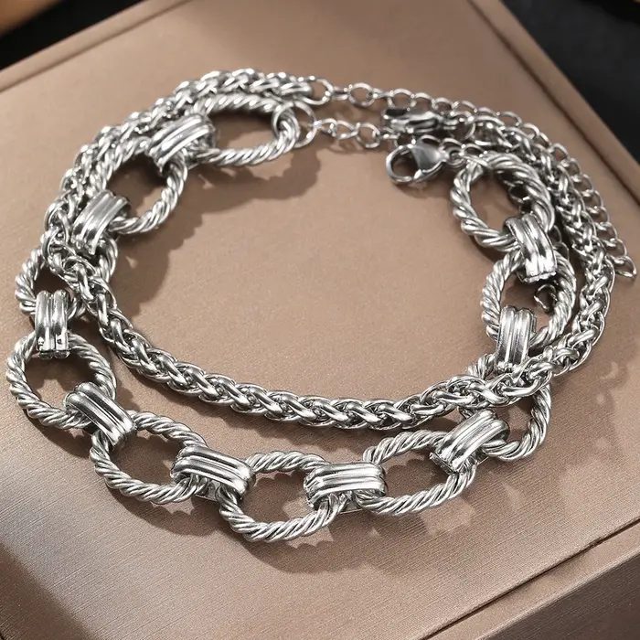 Ensemble de bracelets en acier inoxydable pour femmes, minimaliste, nouvelle chaîne populaire, atmos