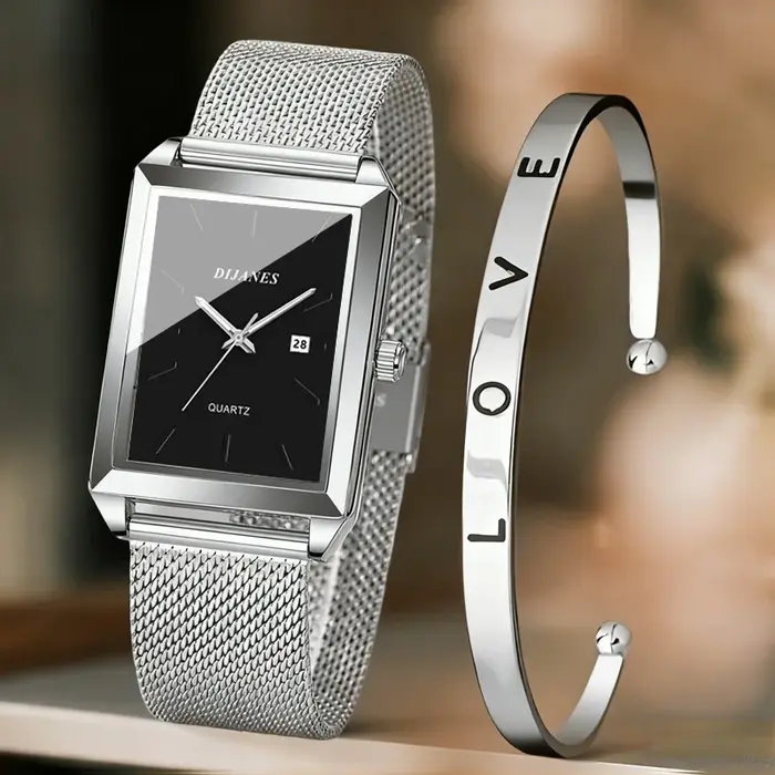 Montres pour femmes, montre à quartz de luxe minimaliste pour femmes et bracelet, article de mode essentiel pour les trajets quotidiens, idée de cadeau pour les vacances