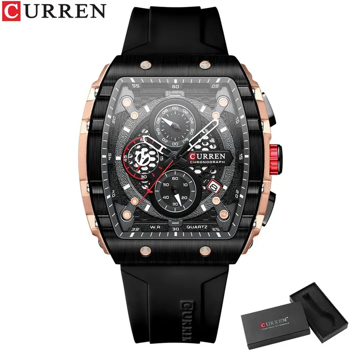 CURREN Top marque hommes montres de luxe carré Quartz montre-bracelet étanche lumineux chronographe montre