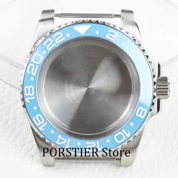 Boîtier de montre à lunette en céramique bleu glacier