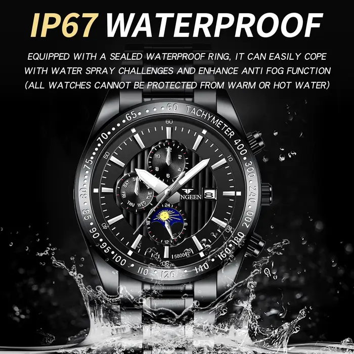 Montres-bracelets en quartz authentiques BINBOND pour hommes