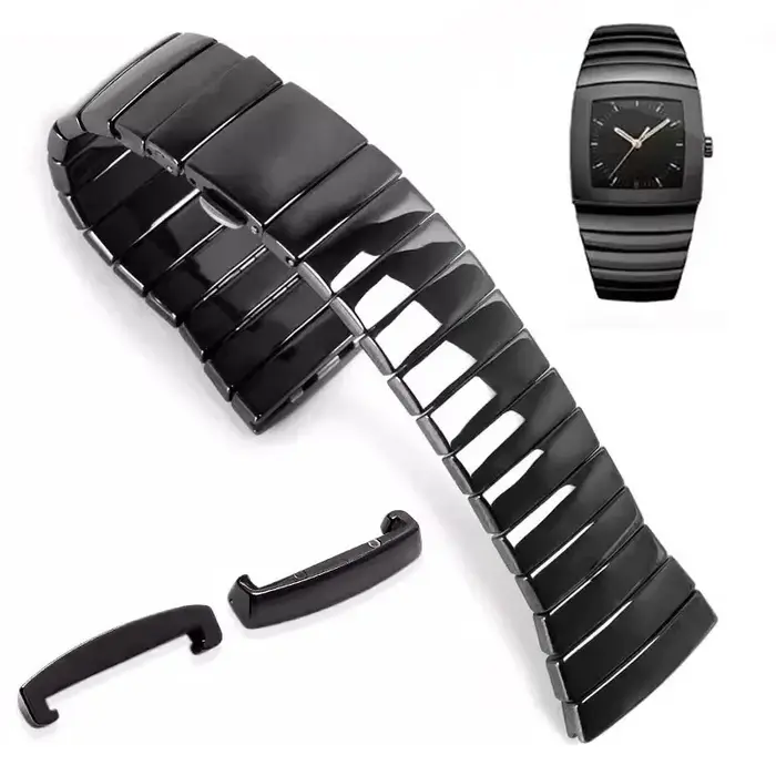 Bracelet de montre en céramique noire pour hommes et femmes, série Rado SINTRA, double presse, structure pliante, 17mm, 26mm, 29mm