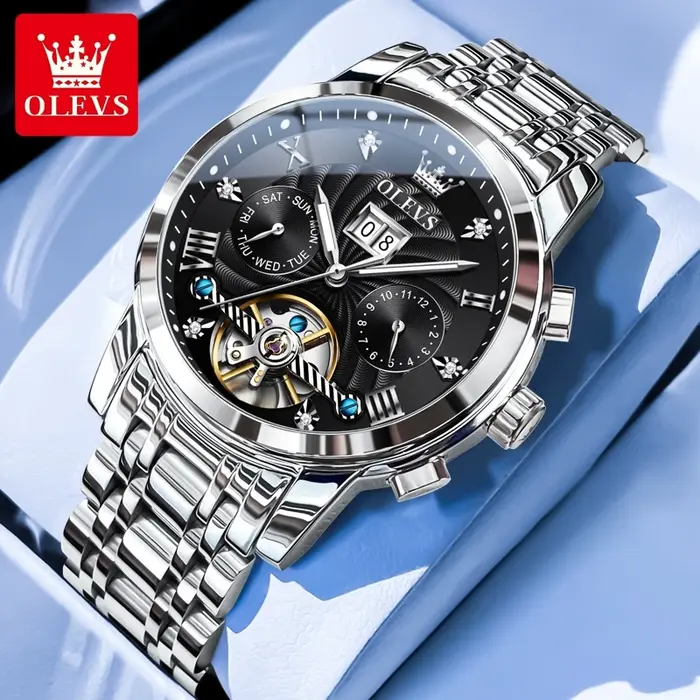 OLEVS 9910 montre-bracelet mécanique automatique pour hommes calendrier étanche