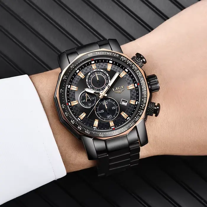 Montres LIGE pour hommes 2026, nouvelle montre chronographe sport business à quartz, étanche, grand cadran, montre pour homme + boîte