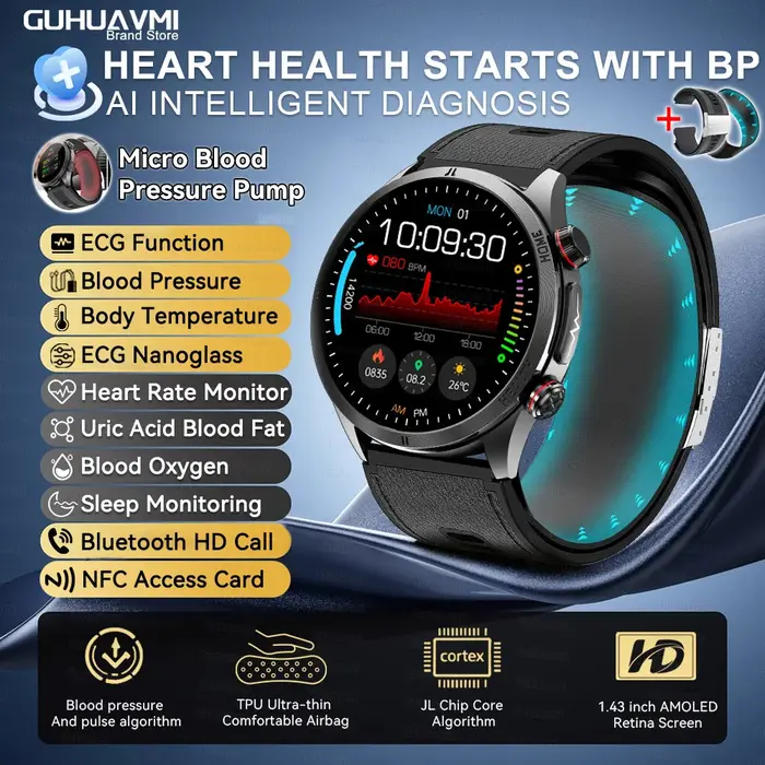 Montre connectée avec moniteur de pression artérielle True Blood