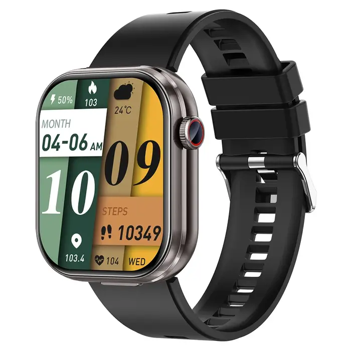 Montre connectée Rainbuvvy T99 TWS avec écouteurs intégrés, écran HD IPS de 2,02 pouces, montre connectée 3-en-1 avec appels Bluetooth sans fil