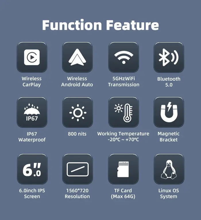 EKIY 6 pouces moto Carplay Navigation étanche Carplay écran d'affichage Portable moto Android Auto moto GPS