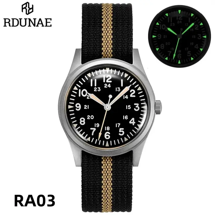 RDUNAE 2025 nouvelle montre à Quartz pour hommes MIYOTA Super 2035 RA03 34.5mm militaire étanche lumineux en acier inoxydable Reloj Hombre