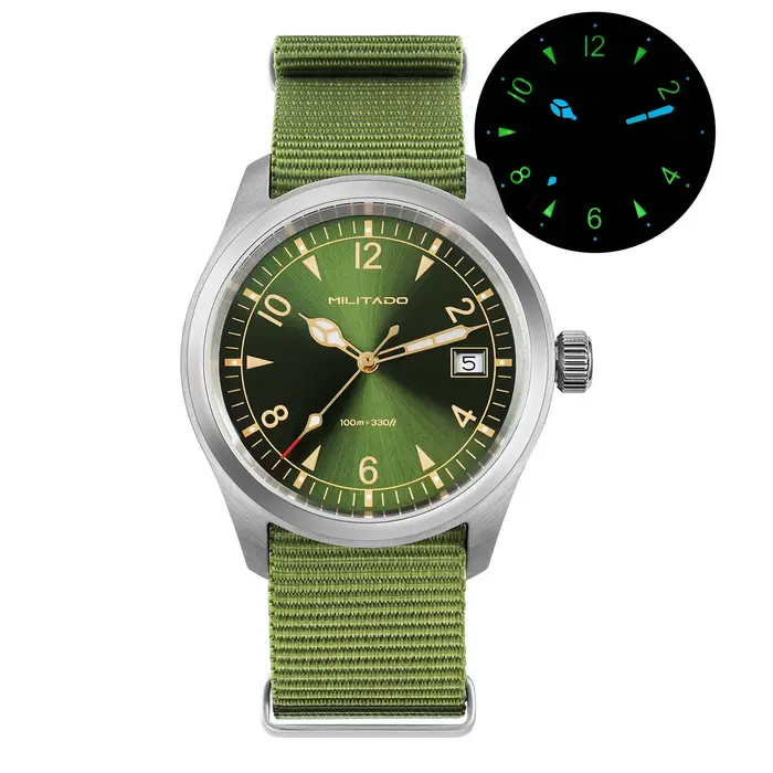 Militado ML08 montre à Quartz Vintage Ronda 515 mouvement Ar saphir miroir 38Mm montre-bracelet Date Super lumineux étanche montres