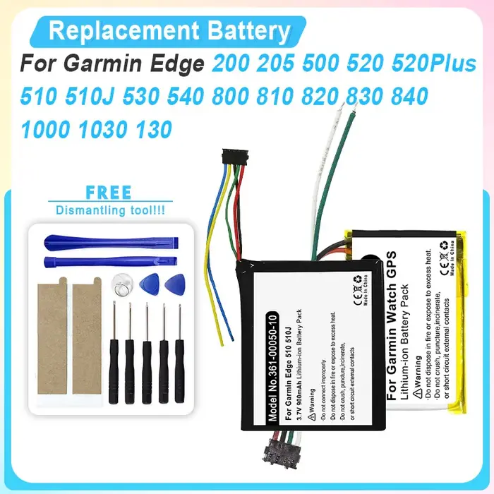 Batterie GPS de remplacement pour Garmin Edge 200 205 500 520 Plus 510 510J 530 540 800 810 820 830 