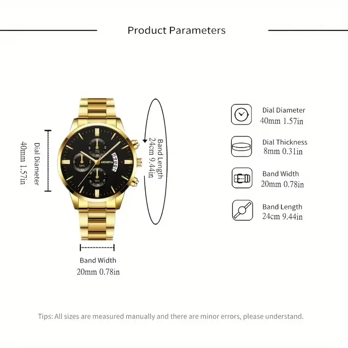 Montre à quartz vintage pour hommes avec calendrier