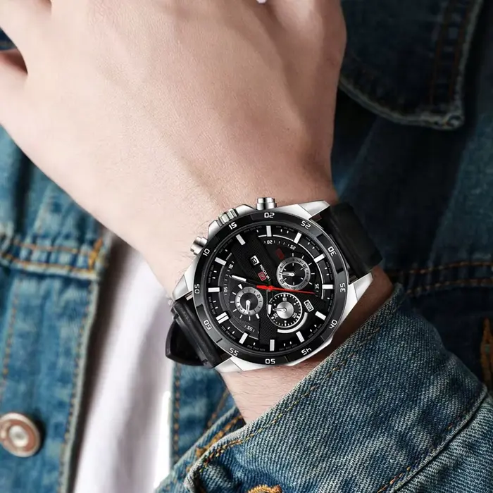 Montre à quartz en cuir pour homme