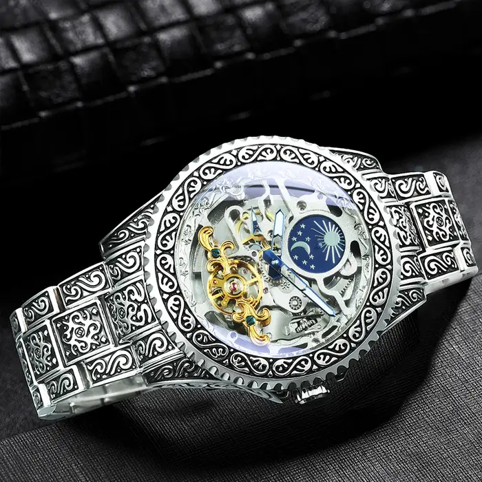 Montres mécaniques squelette en or de luxe Forsining