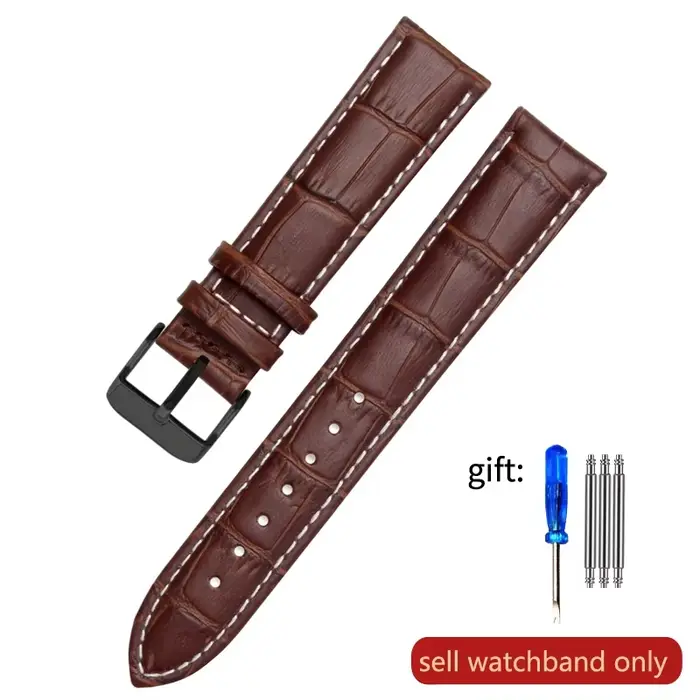 Bracelet de montre en cuir véritable pour hommes et femmes, bracelet de poignet Hamilton, marron et 