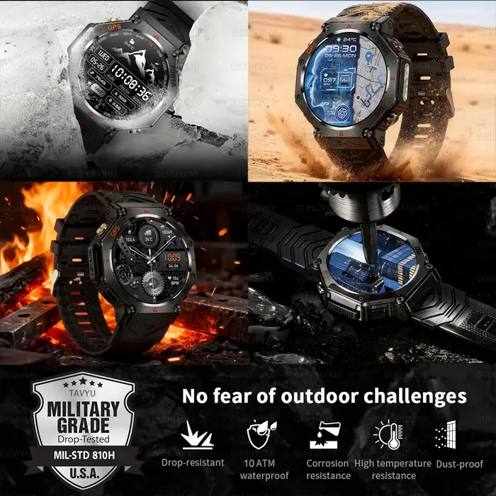 T-rex 3 Ultra militaire Grade GPS montre intelligente 10ATM étanche boussole altimètre barométrique AMOLED hommes HD appel sport Smartwatch