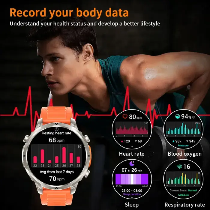LIGE 2026 nouveau GPS Smartwatch homme 720mAh batterie IP68 étanche Bluetooth appel 1.7 "HD sport la