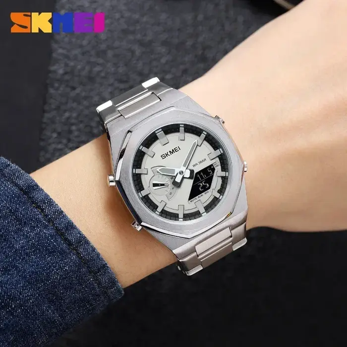 SKMEI 1816 montre à Quartz de luxe hommes numérique LED double affichage de l'heure étanche montres de sport