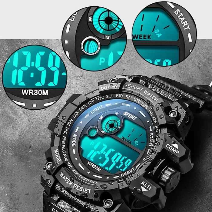 Montres numériques LED pour hommes, lumineuses, à la mode, étanches, pour hommes, date, horloge militaire, nouvelle collection