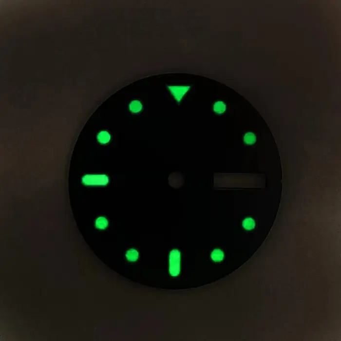 Cadran de montre lumineux vert de 28.5mm