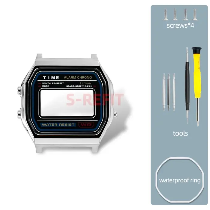 Kit de modification F91W, boîtier en acier inoxydable pour Casio F-91W A158 A159, lunette métallique
