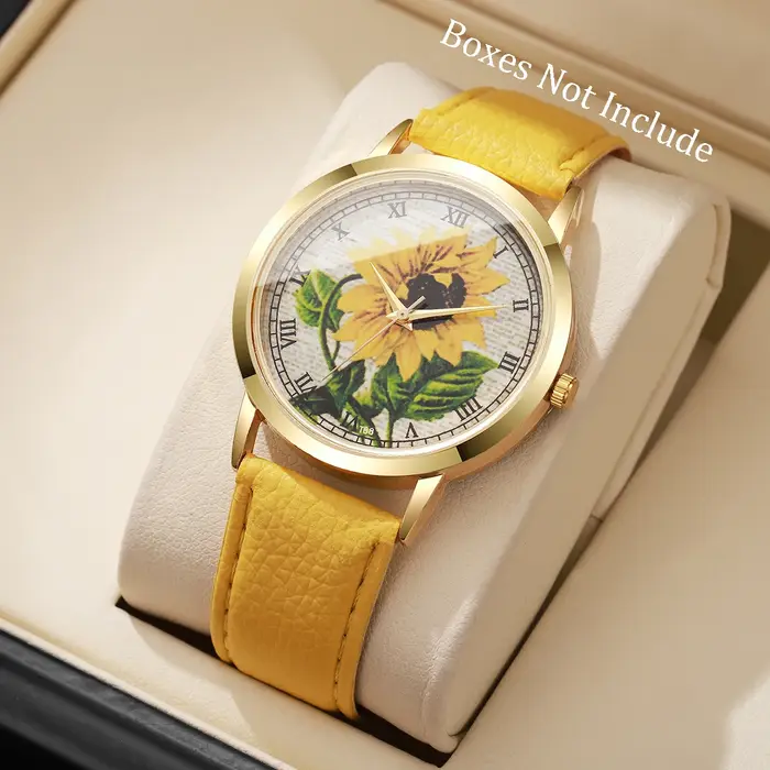 Mode fleur Roma cadran femmes montre-bracelet bracelet en cuir décontracté montres à Quartz pour dames horloge Reloj Mujer (sans boîte)