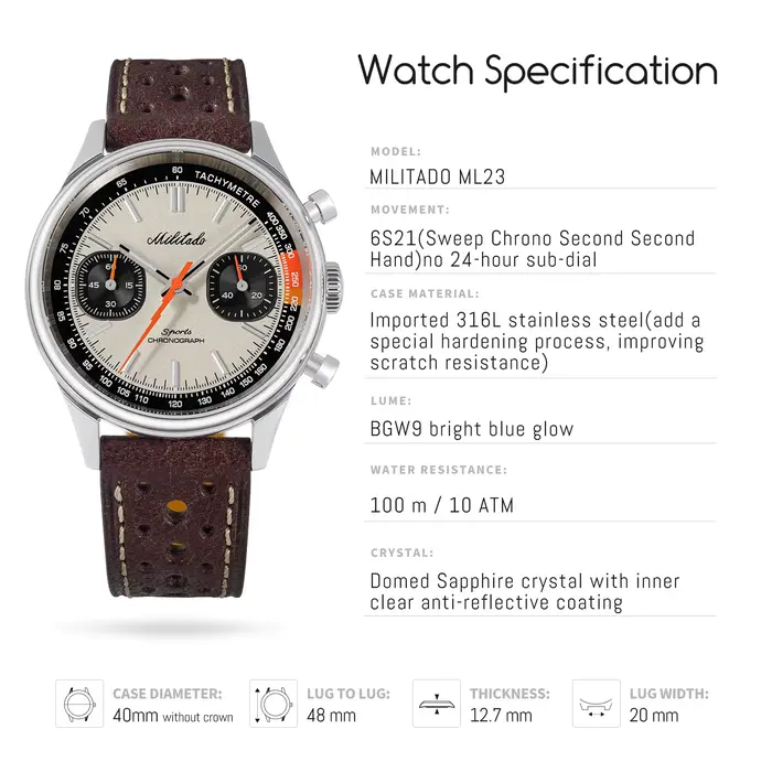 Militado ML23 – montre chronographe de sport